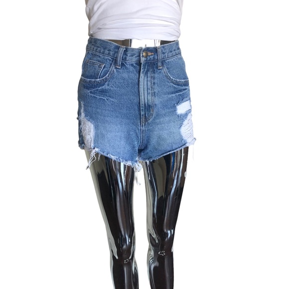 Distressed High Waist Denim Shorts by Twelve - Picture 6 of 6